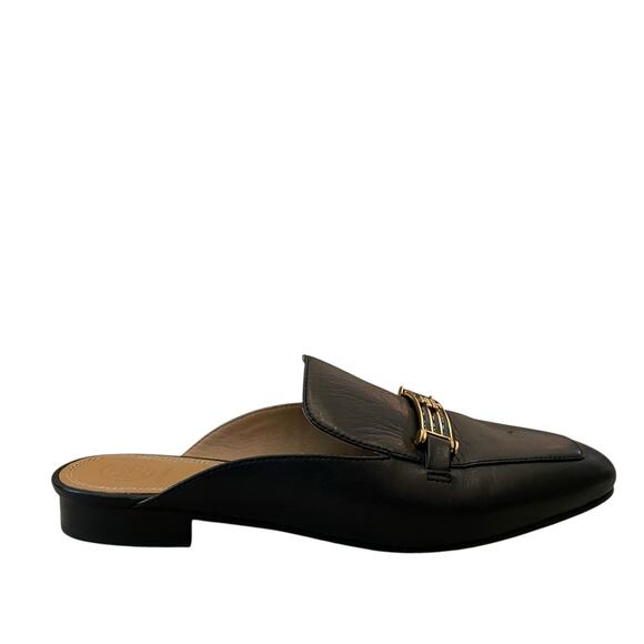 TORY BURCH Black Leather Slip-On Loafer Mules US 8.5 EU 39 - Picture 15 of 16